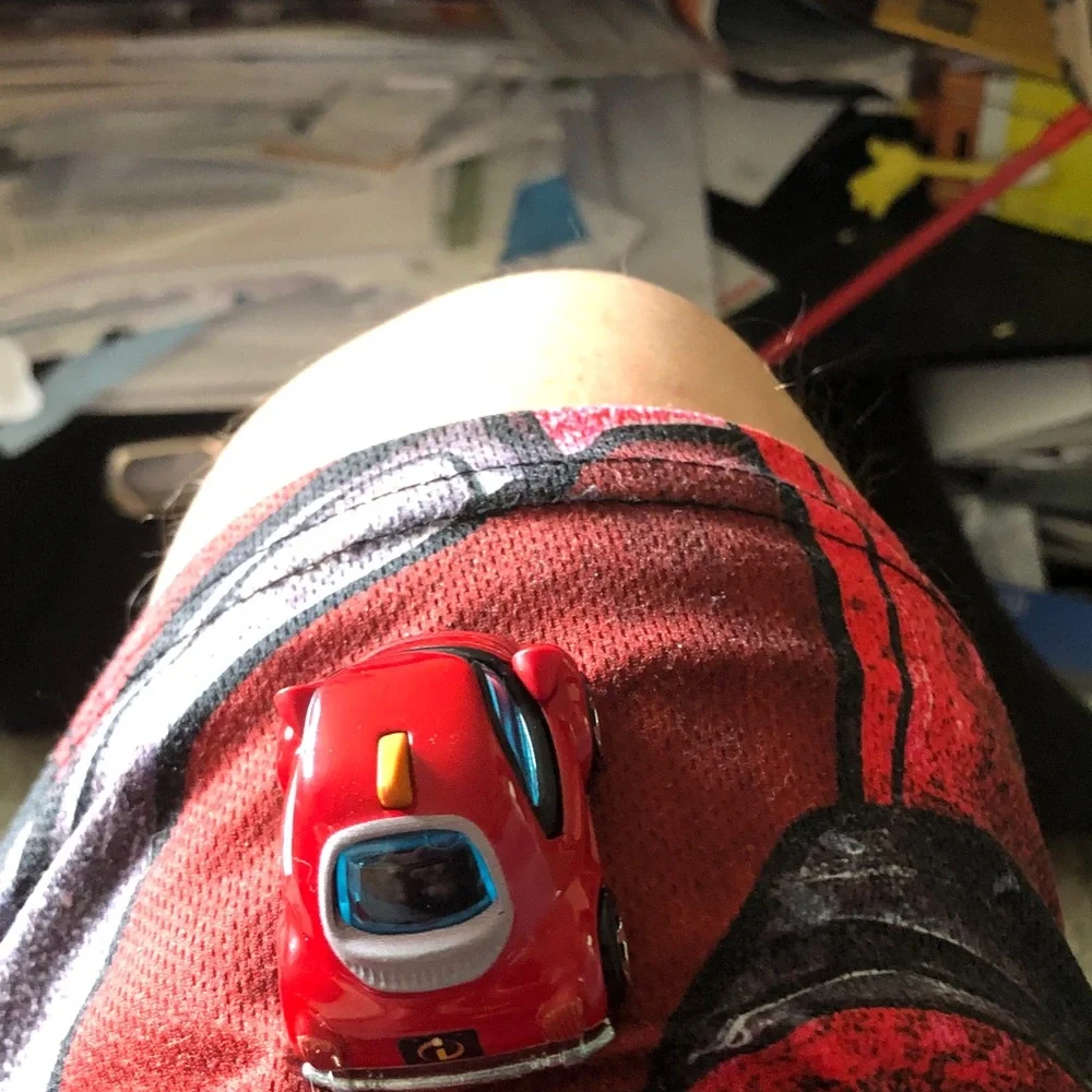 Red Toy Car with Blue Windshield